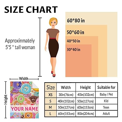 Girls Blanket - 40"x50" Cute Donut Throw Blanket Gifts for Kids & Adults - Personalized Colorful Soft Fuzzy Doughnut Blanket for Couch & Living Room