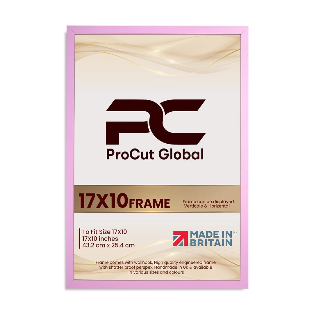 Procut Global 17X10 Pink Picture Frames – Sleek Wooden Photo Frame with Shatterproof Perspex for Wall or Tabletop – Perfect for Posters, Certificates, Prints–Multiple Sizes & Colors Available