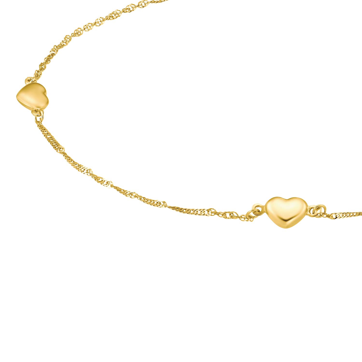 Amor Fußkette Unisex Damen Herren Sommerschmuck, 23+2 cm, Gold, Herz, Kommt in Schmuck Geschenk Box, 2014678