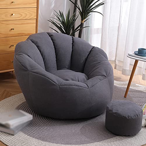 Fbkphss Japanese-Style Bean Bag Chair With Pillow, Bean Bag Sofa With Filler Cotton And Linen Fabric Lazy Sofa Recliner For Teens, Adults To Gaming,Dark Grey,Large #TOP7