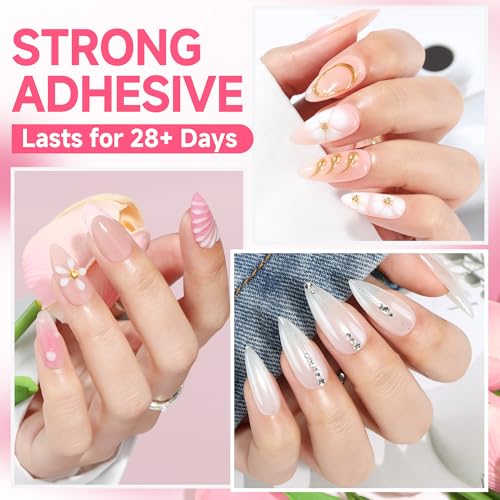 Image of UNA GELLA Semi Solid Nail Glue for Press Ons Lamp-Free 10ml and Soak Off Gel Nail Glue Remover for False Acrylic Nails 12ml, Super Strong G lue Quick Removal Kit