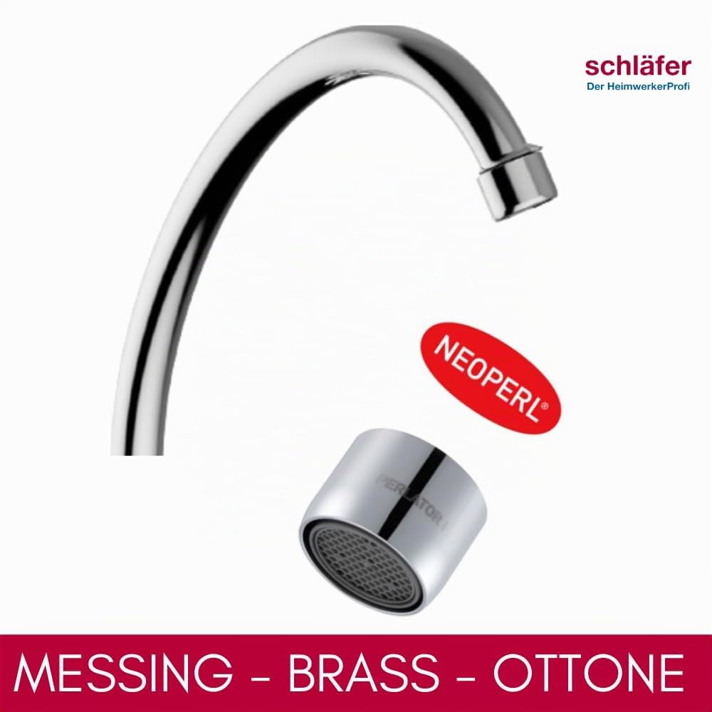 Schläfer 3431112 | Rubinetto Lavello Cucina a Muro con 2 Manopole Tonde, Canna Girevole Universale a J da 150mm e Aeratore a Risparmio Idrico, Finitura Cromata