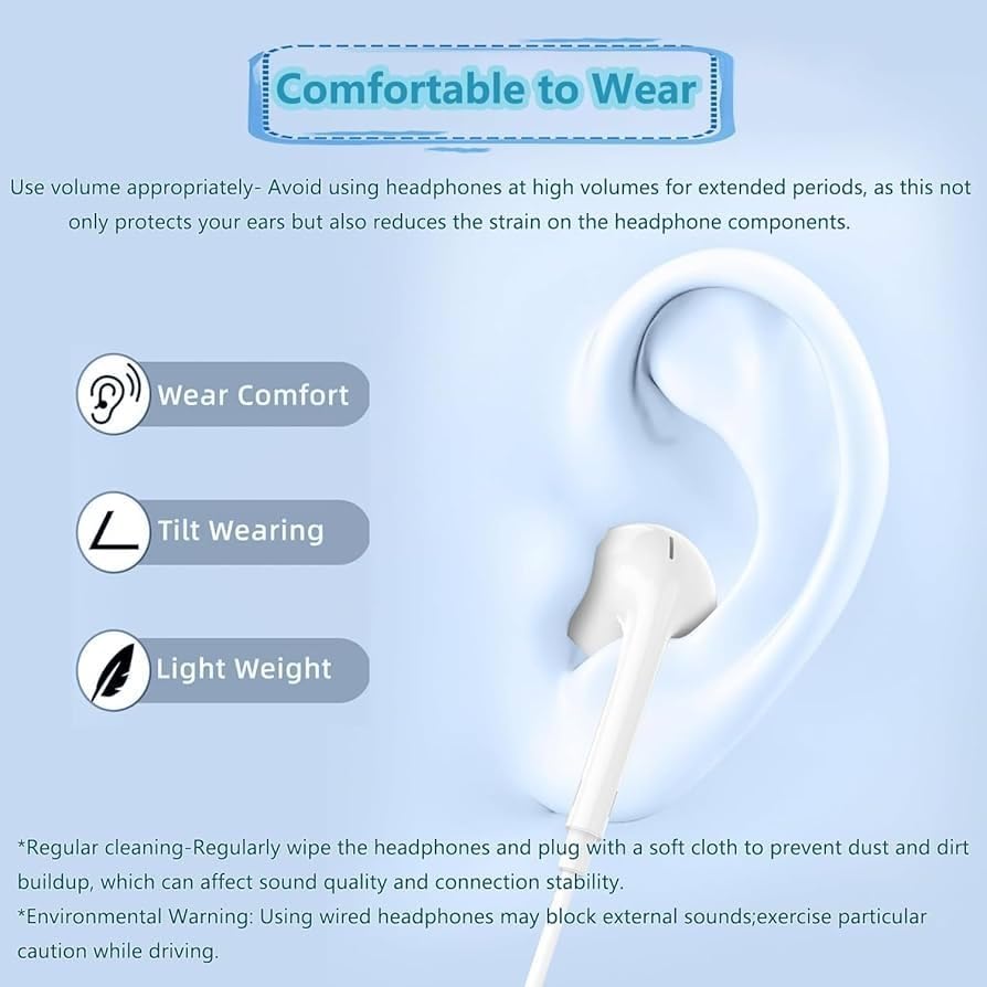 Image of Original Wired Earphone with Microphone - Stereo in-Ear in Ear Headphones Compatible with iPhones 7 /8 /X /XS /XR /11 /12 /13 /14 Pro - Noise-Isolating, Stereo Sound, White