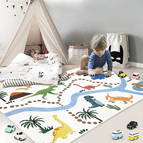 Abeigoi Dinosaur Play Rug - 3x5Ft Soft, Nonslip, Washable, Kids' Bedroom & Playroom Rug