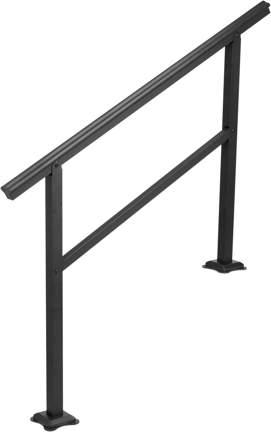 VEVOR Handrails for Outdoor Steps, Fit 1-3 Steps Outdoor Stair Railing, Wrought Iron Handrail, Adjustable Front Porch Hand Rail, Black Transitional Hand railings for Concrete Steps or Wooden Stairs