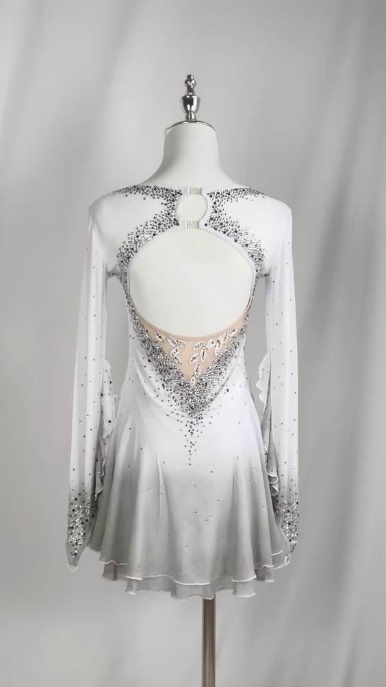Vestito da Gara di Pattinaggio Artistico su Ghiaccio Femminile, Ragazze, Artigianale, Costume Sportivo da Esterno, Body da Ginnastica, Manica Lunga
