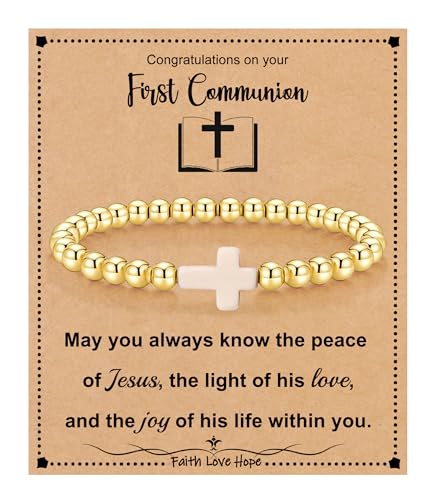 Image of Cross Bracelets for Women, Christian Gifts for Women Stocking Stuffers for Teens Cross Bracelet Imperial Nature Stone Bead Bracelet Confirmation Baptism Gift for Teen Girls Christmas Religious Gift Cathlic Faith Jewelry