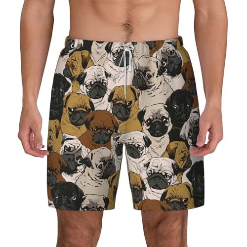 Short de bain respirant décontracté Pug Print pour vos vacances
