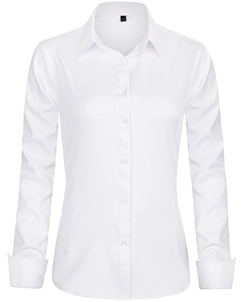 J.VER Womens Dress Shirts Long Sleeve Button Down Shirt Wrinkle-Free Business Casual Blouse Office Work Tops