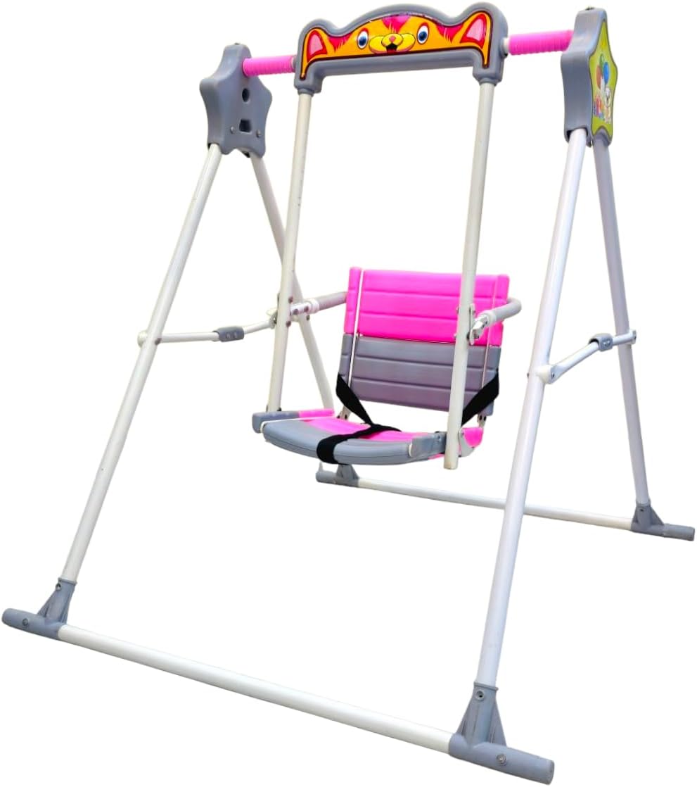 Maanit Alloy Steel Garden & School Toy Swing For Children Babies Indoor Outdoor (Pink White, 10 Cm, 103 Cm)