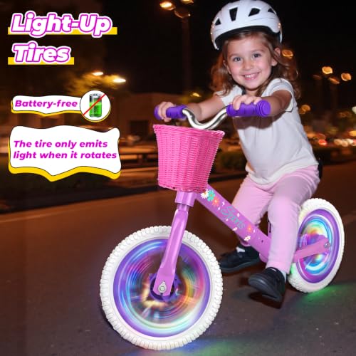 Image of Toddler Balance Bike for 2-5 Year Old,Kids Balance Bike with Fender,Kids Bicycle for 2 3 4 5 Years Old Boy Girl Birthday Christmas Toy Gift,Adjustable Seat /Handlebar,Flat-Free LED Tires,10Min Assembly