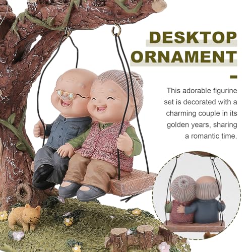 Figurine de bureau artisanale couple âgé déco résine DOITOOL - 3