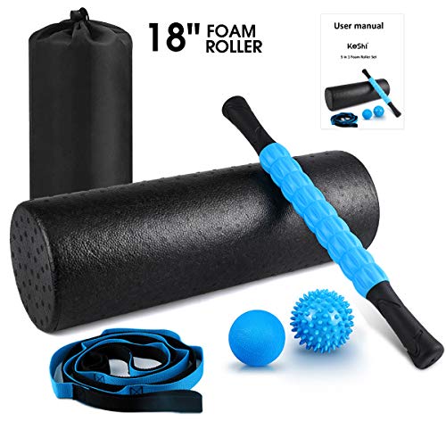 KeShi Foam Roller Set, 18” Muscle Foam Roller, 17” Massage Roller Stick, Spiky Massage Ball, Sol KeShi Foam Roller Set, 18” Muscle Foam Roller, 17” Massage Roller Stick, Spiky Massage Ball, Sol