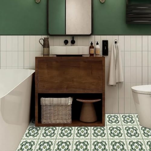Image of Moroccan Tile Stickers | Waterproof Self Adhesive Peel & Stick Tile Decals for Kitchen Backsplash, Bathroom Wall, Floor, Furniture & Glass (4x4 Inch, Design 34)