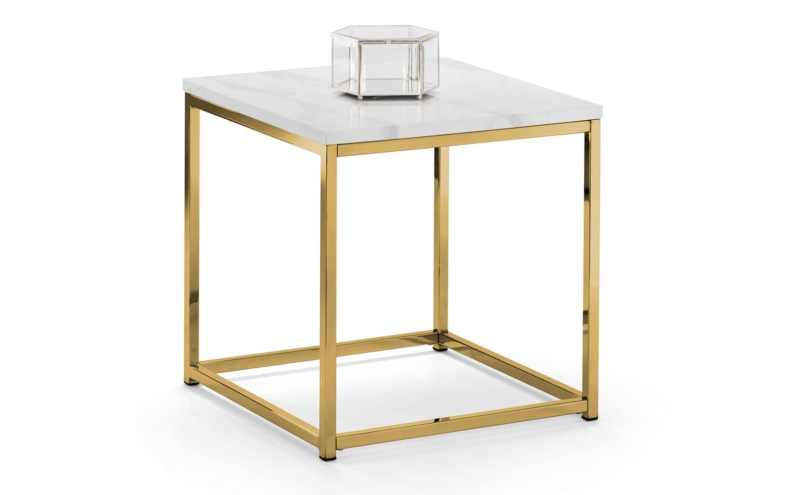 Julian Bowen Scala Lamp Table - White Marble & Gold Tables