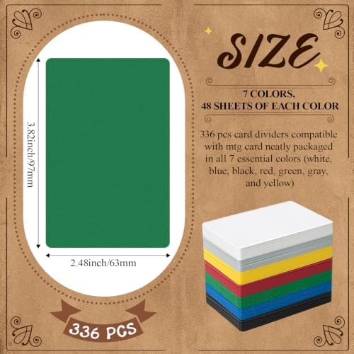 AmazingSpark Trading Card Dividers, 7 Color Plastic Card Separators, Coded for Deck Organizing, Standard Vertical, Fit No Bend, Compatible with MTG TCG Games, 2.48'' x 3.82'' (336 Pcs)