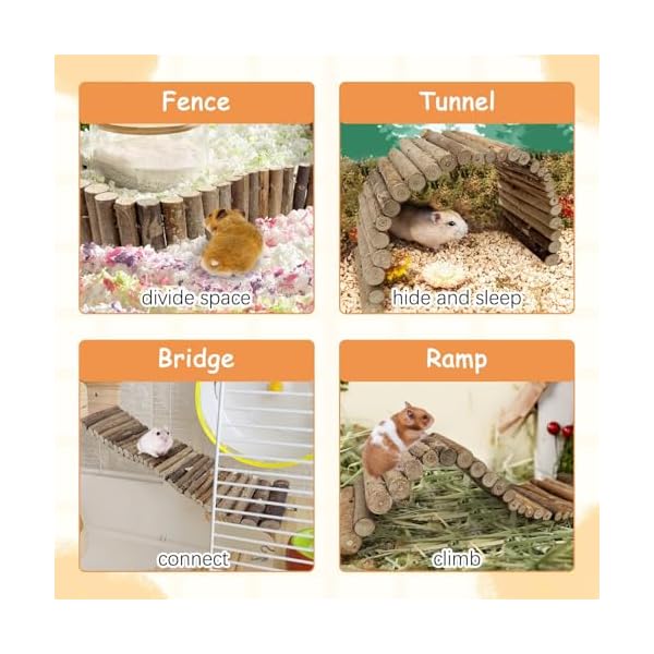 Hamiledyi Bunny Holzleiter Meerschweinchen DIY Spielzeug Nager Kauen & Klettern Brücke Chinchillas Käfig Tunnel/Versteck/Hütte/Rampe/Trennwand für Kleintiere Ratten Syrisch – Bild 6