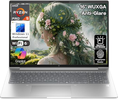 Image of HP EliteBook 16 Laptop, AMD Ryzen 5, 32GB DDR5, 1TB SSD, FHD+, Win 11 Pro
