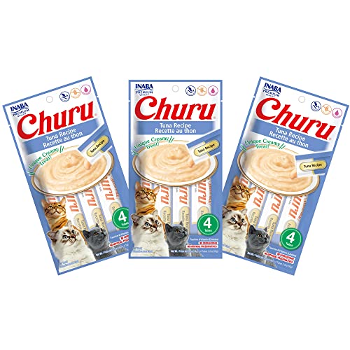 Image of INABA Churu Tuna Recipe Lickable Puree Natural Cat Treats 12 Tubes