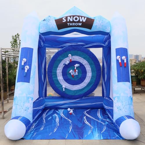 FYTEINFLA Blue Inflatable Snow Throwing Game Snow Axe Inflatable Ball Toss Target Dart Board 12 Axes+8 Toss Ball for Party/Birthday/Backyard/School/Team Events (Single Dart)