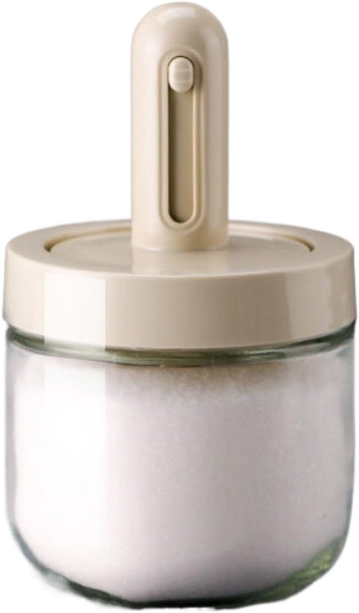 Kitchen Utensil Gadgets Kitchen Gadgets-183 伸缩调料罐瓶调料盒 Kitchen Containers Pantry Organization and Storage 调味瓶罐子勺盖一体家用厨房收纳玻璃盐罐