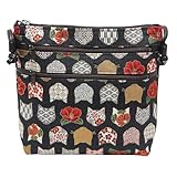 [ハセガワ] 猫柄 ショルダーバッグ かわいい 和柄 レディース 日本製 (ブラック)