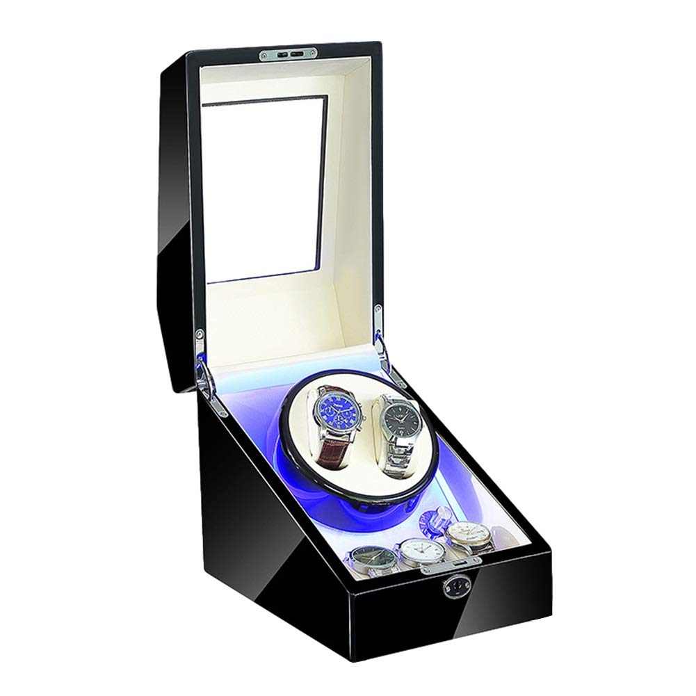 CGCSYZ Automatic Watch Winder Box with LED Illumination AC Adapter and Battery Powered Piano Paint Exterior Quiet Motor (2+3)