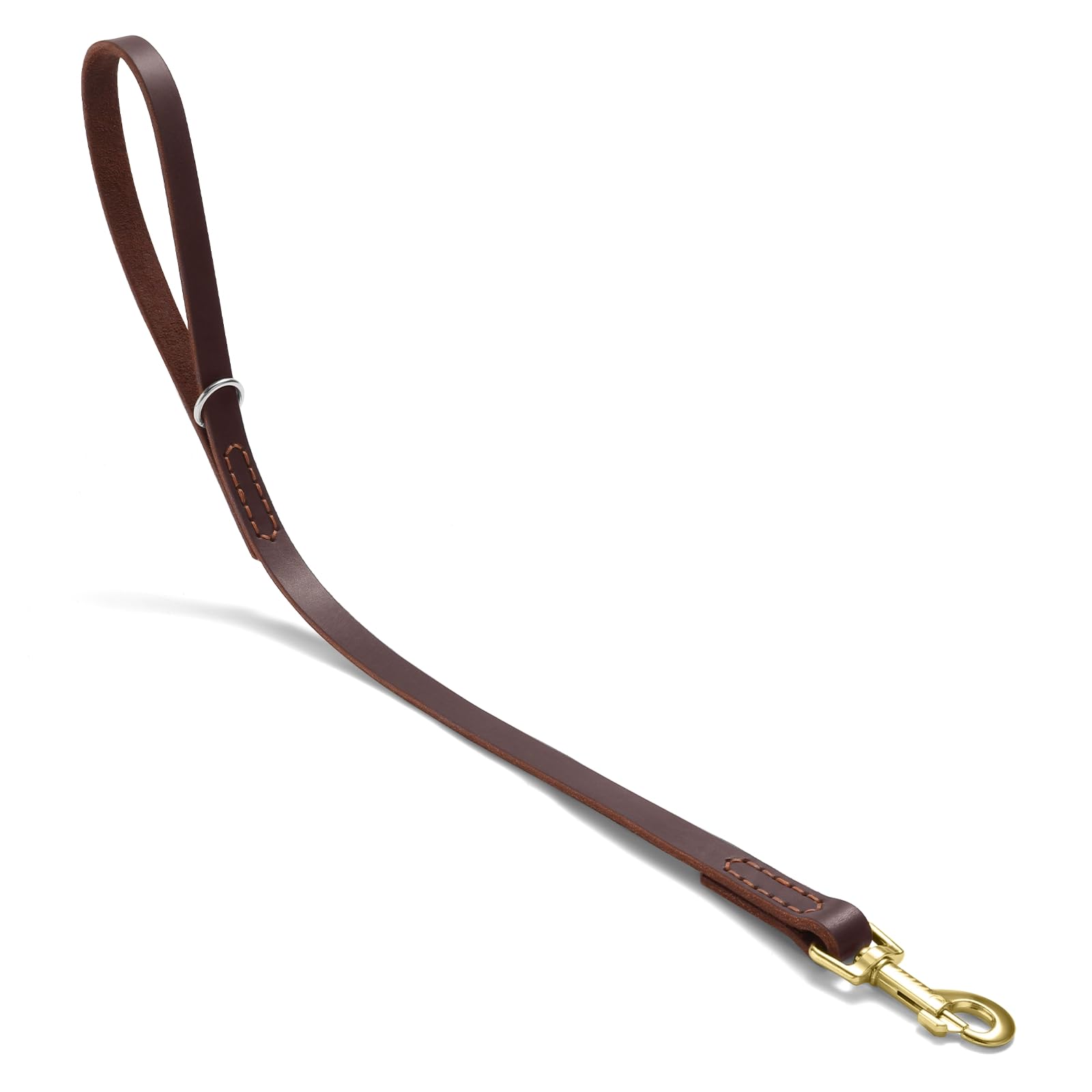 Leather Dog Leash, Strong Traffic Pet Short Lead & Heavy Duty Metal Hook for Training and Walking. (L: 2.0ft L x 1.8cm W)