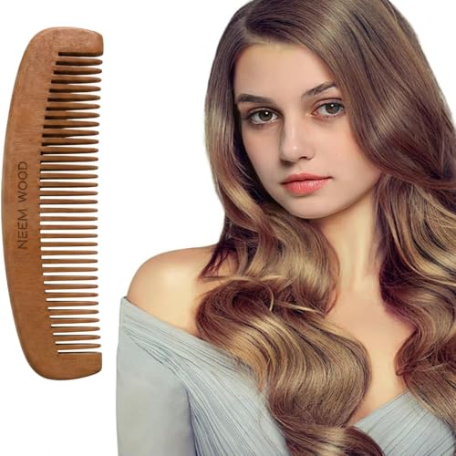 Image of GITGRNTH Natural Neem Wood Comb for Women & Men, Handcrafted Anti Static Wooden Hair Comb for Hair Detangling, Eco Friendly Fine Wooden Comb for Frizz Control, Scalp Care & Hair Breakage Prevention