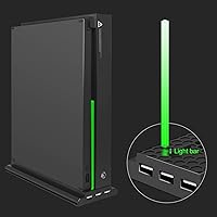 Vista 6 de Soporte de refrigeración vertical compatible con Xbox One X, soporte de ventilador de refrigeración compatible con Xbox One X con 3 puertos USB