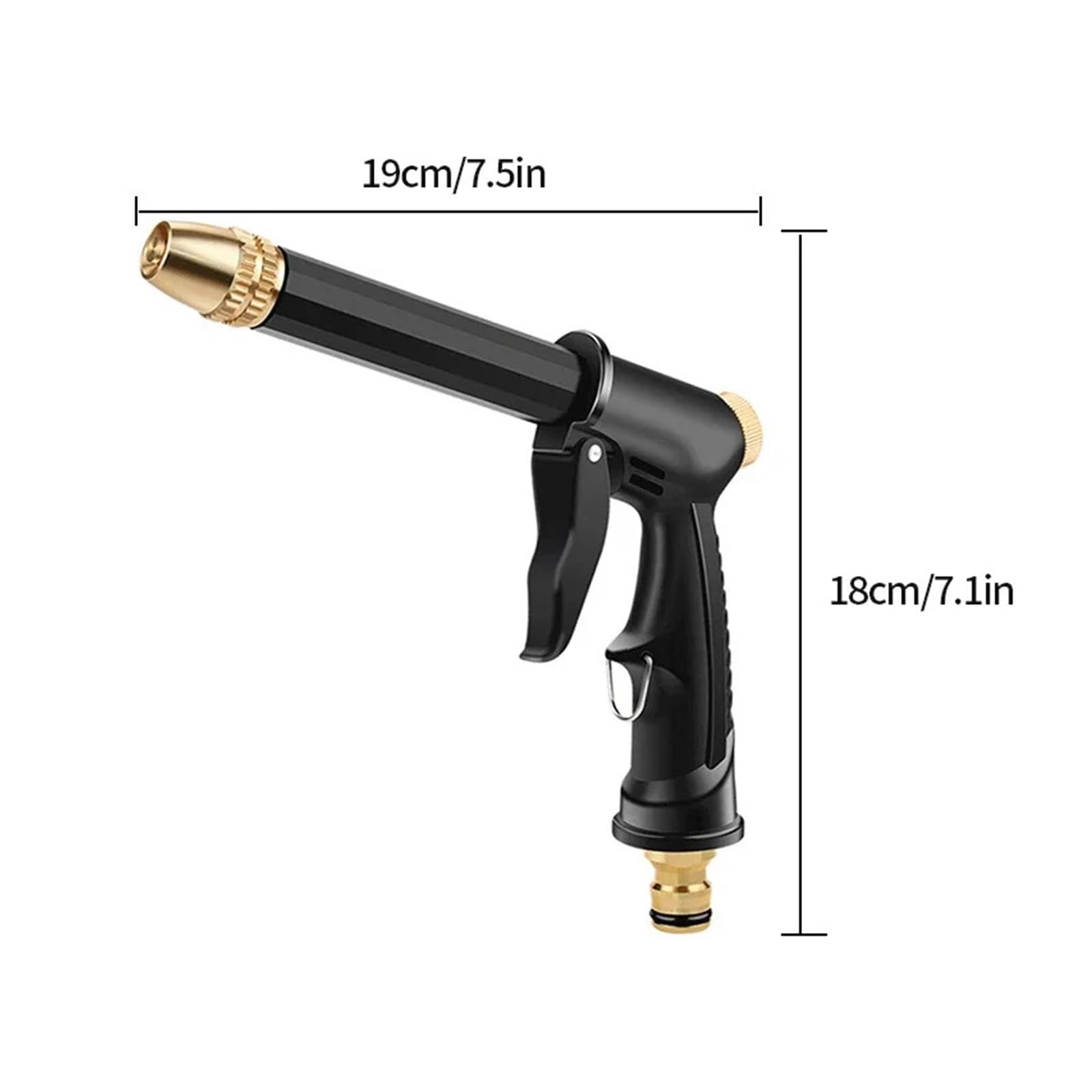 Pistolet d'arrosage avec embout multi-jets, Buse métallique haute pression en PP, corps, connecteur de tuyau d'arrosage for lavage voiture, rotatif à 360 degrés(D)