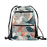 FRODOTGV Bird Origami - Bolsa de cuerda con bolsillos de malla para deportes, gimnasio, yoga, resistente al agua, para hombres y hombres, Origami Pájaro Amarillo Azul Verde Naranja, Talla única