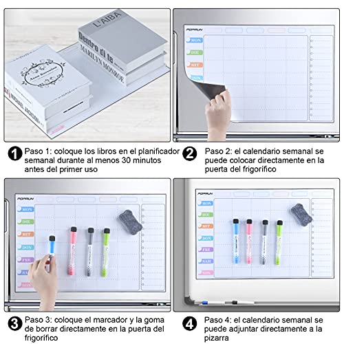 POPRUN Magnetische wekelijkse familiemaaltijdplanner, koelkast whiteboard menuplanning, droogwissen actiekalender… - Image 5