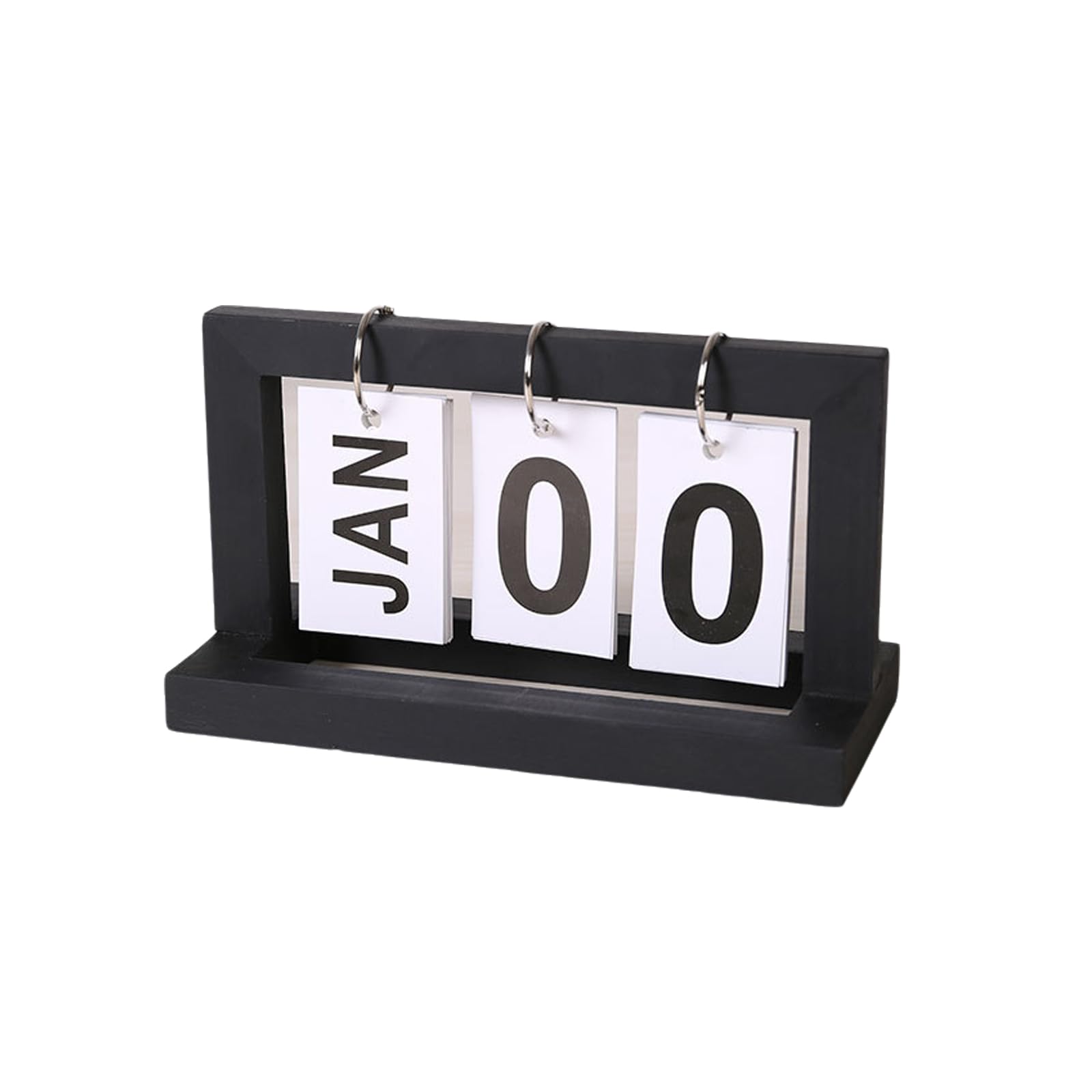 Tazweeq Wooden Flip Calendar,Rustic Wooden Calendar,Home Study Dorm Desktop Calendar,Metal Flip Calendar,Desk Accessories,Desktop Calendar（Black）