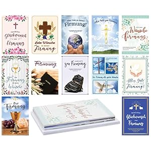 12 Grußkarten zur Firmung mit Umschlägen, 12 Religiöse Designs, 11,6 x 16,6 cm