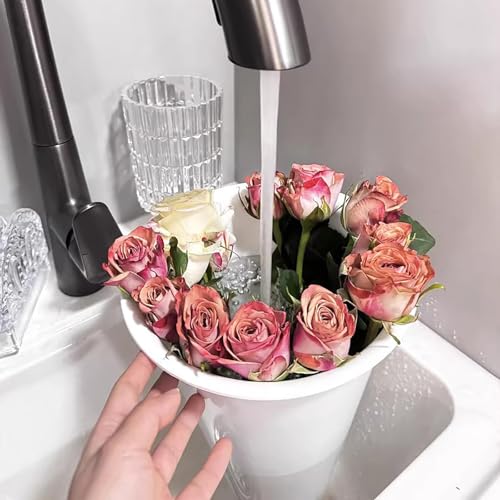 Présentoir de fleurs avec 4 seaux – Support en métal pour plantes, cadre antirouille, design échelle multicouche pour intérieur/extérieur, idéal pour terrasse et jardin