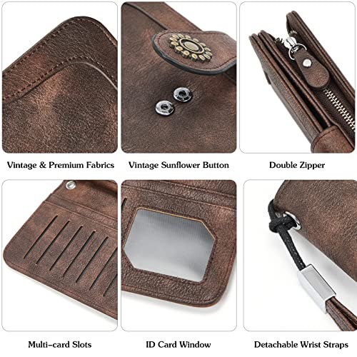Bostanten WM3211001K-10-KT01 Womens Wallet Leather Large Capacity Wristlet Clutch Purse Credit Card Holder Coffee thumb #4