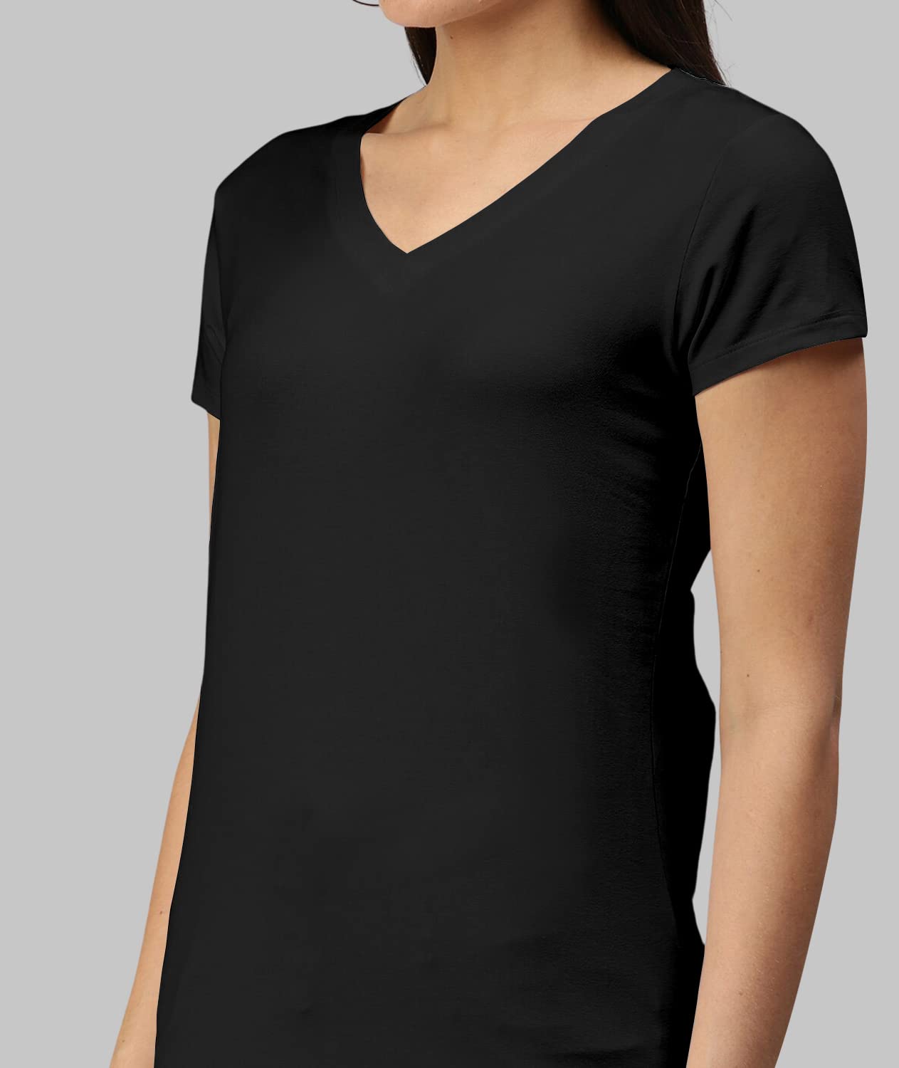 TVP Fashions Premium Plain Women V Neck Half Sleeves Cotton Tshirt. Festive,Offer,Discount,Sale,Limited Edition, Trending Tees and Tshirts. (Black_Medium) 1