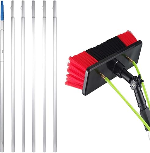 Kit de poste alimentado por agua, 6 postes limpiadores de ventanas con cepillo de agua de 65 pies, herramienta de limpieza y lavado para ventanas de