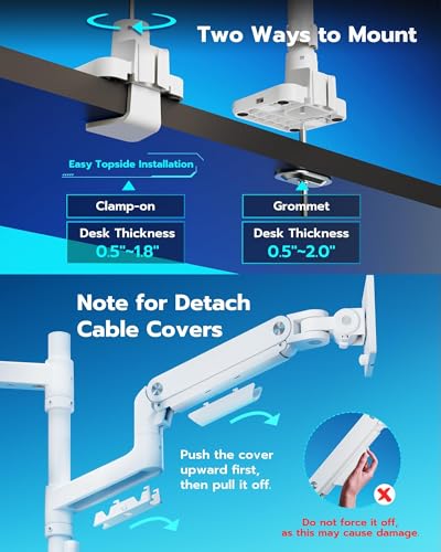 ARES WING White Ultrawide Dual Monitor Mount with USB A/C for 17 to 49 Inch - image 8