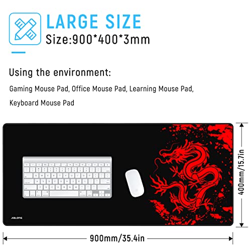 Image of JIALONG Gaming Mouse Pad Large Size 35.4x15.7 inches Extended Desk Mousepad with Personalized Design for Laptop, Computer PC - Red Dragon