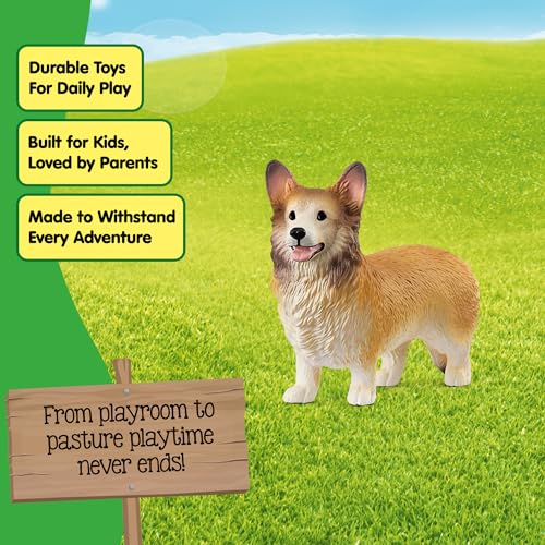 SCHLEICH Farm World - Cute 2" Whelsh Corgi Toy Dog Figurine for Kids. Realistic, Hand-Painted Farm Animal Toys for Boys and Girls. Fun Figure for Screen-Free Learning for Children Ages 3+ 13999