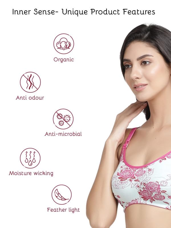 Image of Inner Sense Organic Cotton Bamboo Nursing Bra for Women I Non Padded Feeding Bra with Keyhole Back Design I Wire Free Maternity Innerwear with Full Coverage