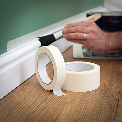 Miniatura 5 de IDL Packaging Cinta adhesiva blanca de 34 pulgadas x 60 yardas (paquete de 12 rollos), adhesivo de goma natural, protección de líneas afiladas y