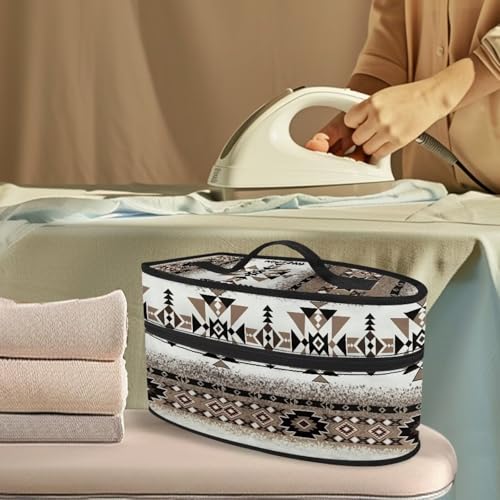 Aztec Tribal Travel Iron Holder with Handle & Zipper Closure Full Size Irons Tote Bag Dustproof Protective Carrying Bags for Mom,Clothing Practitioner2