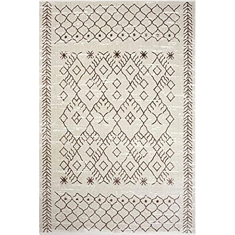 NETLINE HOME -JASMINE Area Rugs for Kitchen, Bedroom, Hall, Living Room, Kid Room - Traditional Turkish Rugs - Oriental Moroccan Carpet -Multi color White - Classic Design 160 X 230 CM Medium Cover