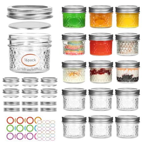 Mcupper 4 oz Small Mason Jars, 16 Pack Mini Jars,...