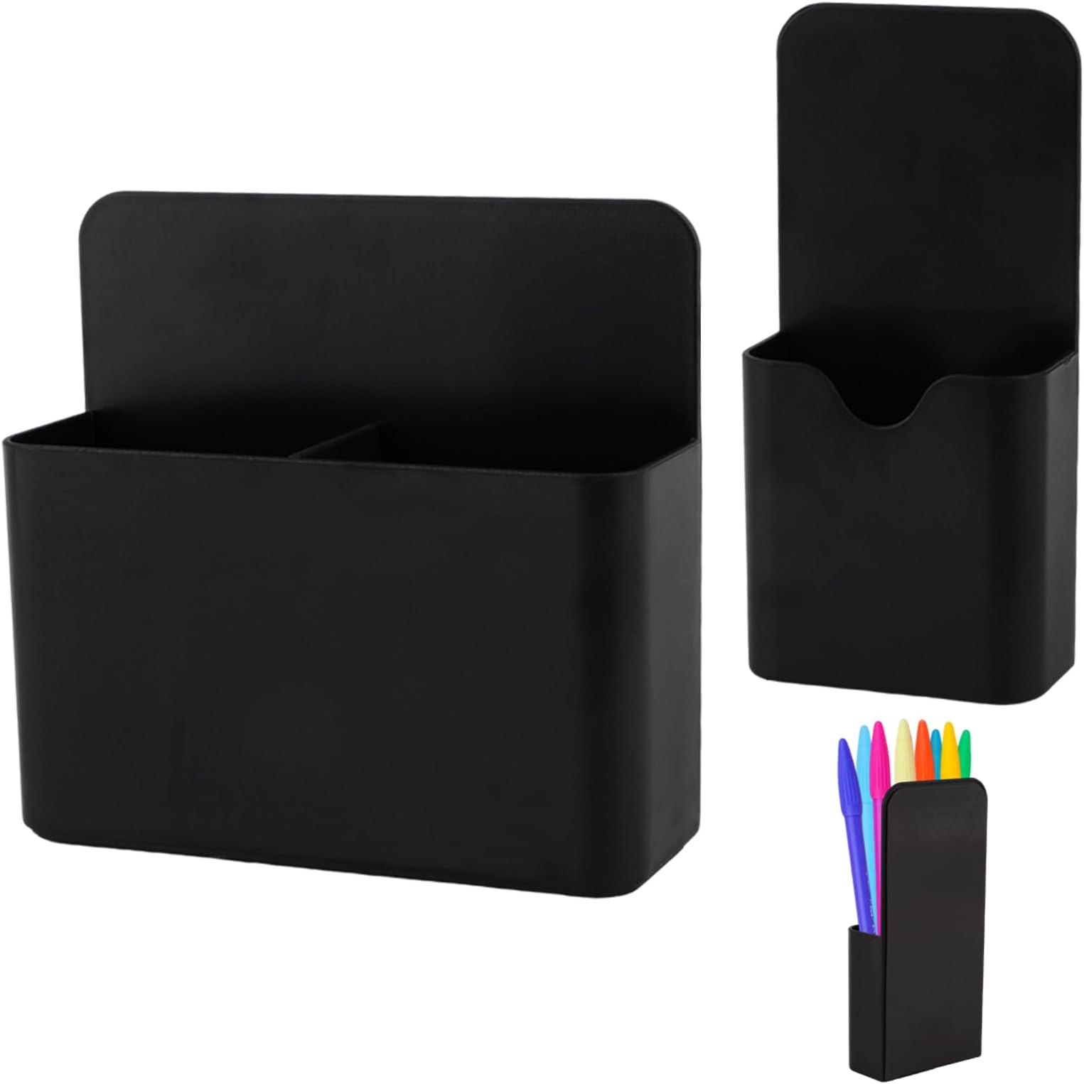 KITANIS Magnetic Pen Holder,2 Pack Magnetic Dry Erase Marker Holder with Generous Compartments,Strong Magnet Storage Marker Pen Pencil Organizer for Refrigerator,Whiteboard,Locker Accessories