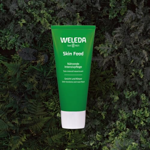 WELEDA Bio Skin Food Feuchtigkeitscreme 75ml - reichhaltige Naturkosmetik Hautpflege SkinFood Hautcreme zur Pflege von sehr trockener Haut. Natürliche Körper- & Gesichtscreme nährt die Haut intensiv