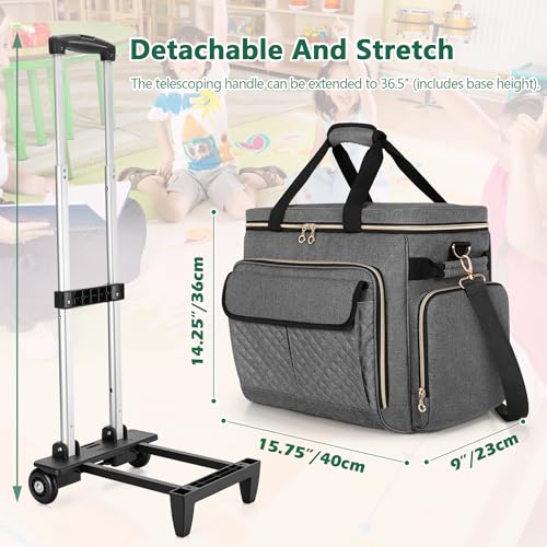 Image of LUXJA Rolling Teacher Bag with Wheels and 15.6 inch Laptop Compartment, Gray